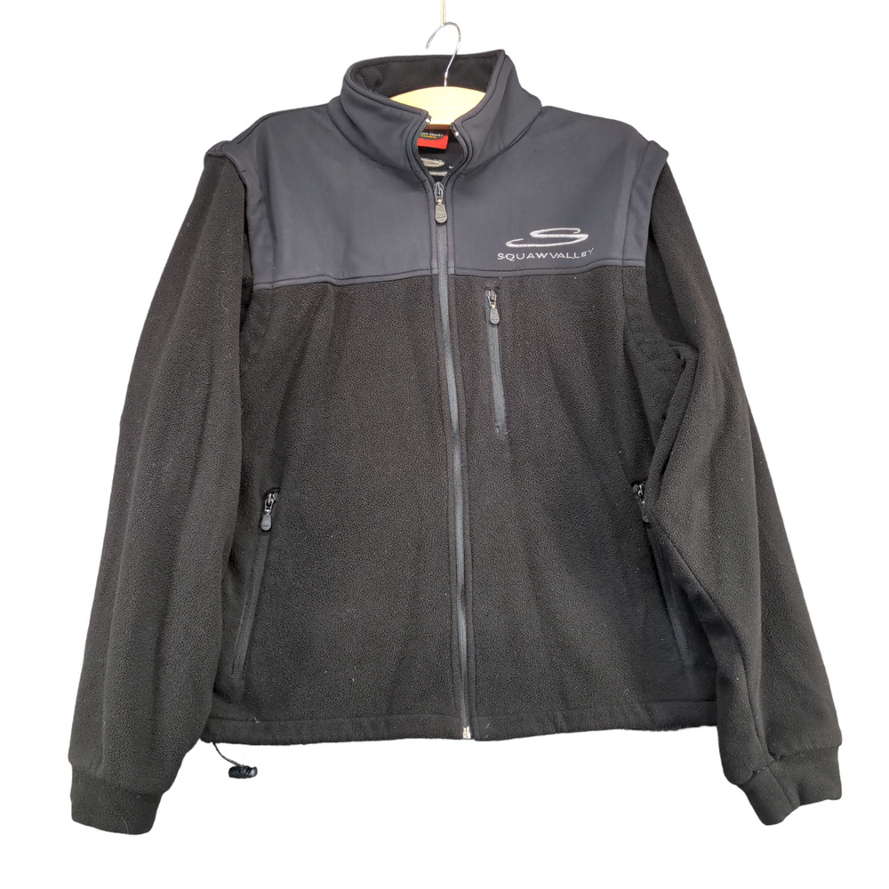 Squaw Valley Men's Zip Up Fleece Jacket Black Small Drawcord Hem Zipped Pockets